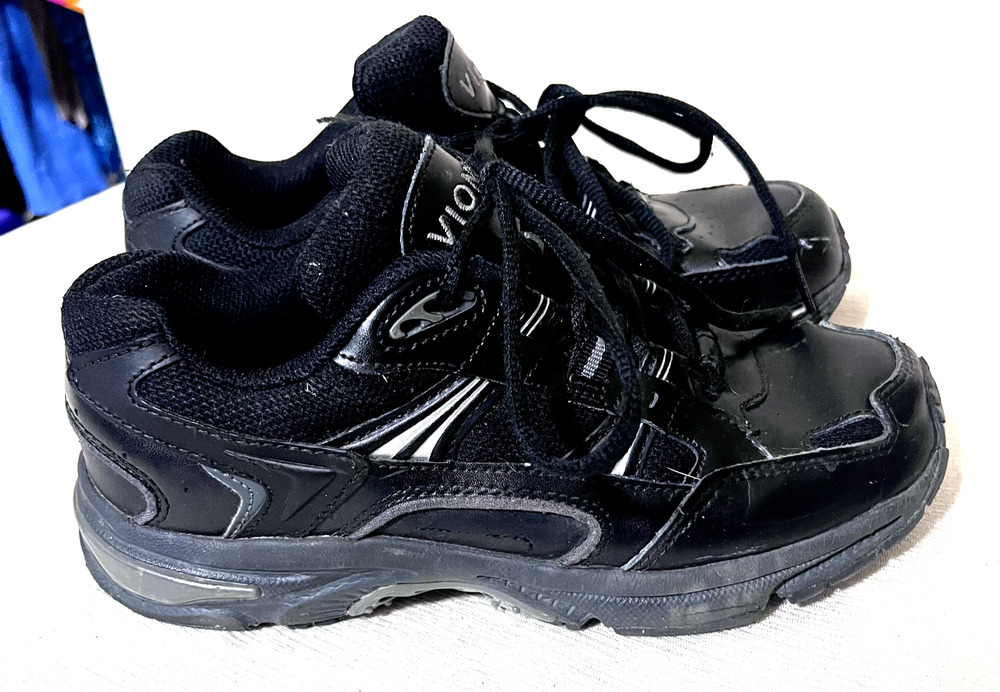 Vionic Walking Shoes Womens sz 6 Black Suede 23Walk Lace Up Sneakers